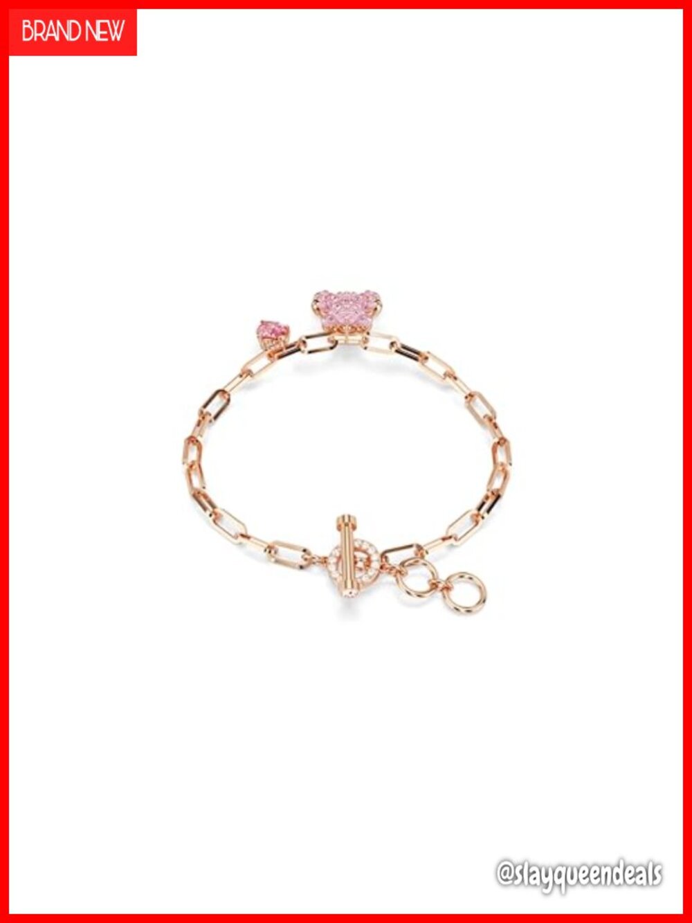 Swarovski Crystal Teddy Bear Link Bracelet Rose Gold Finish - Picture 4 of 6